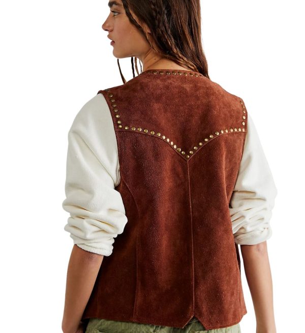 Retro Chic Women's Brown Leather Vest