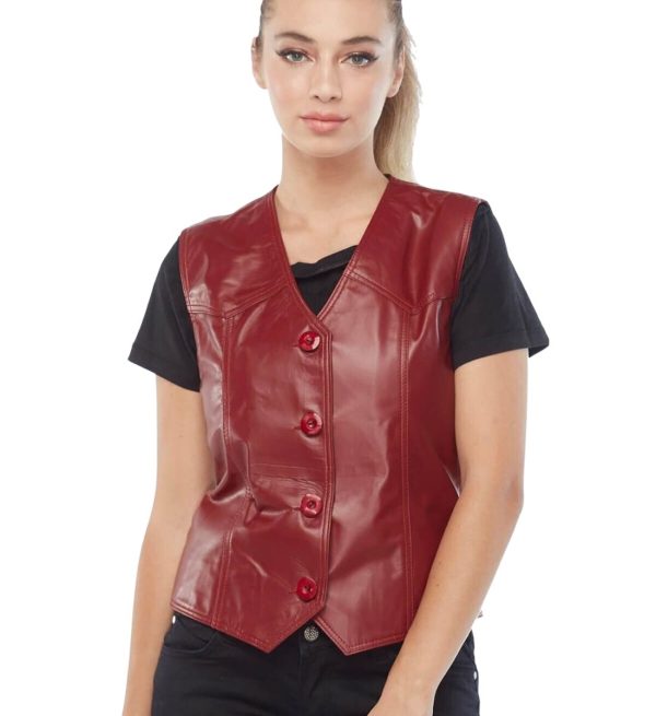 Cherry Charm Women's Leather Vest