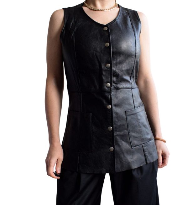 Throwback Leather Waistcoat,long leather vest