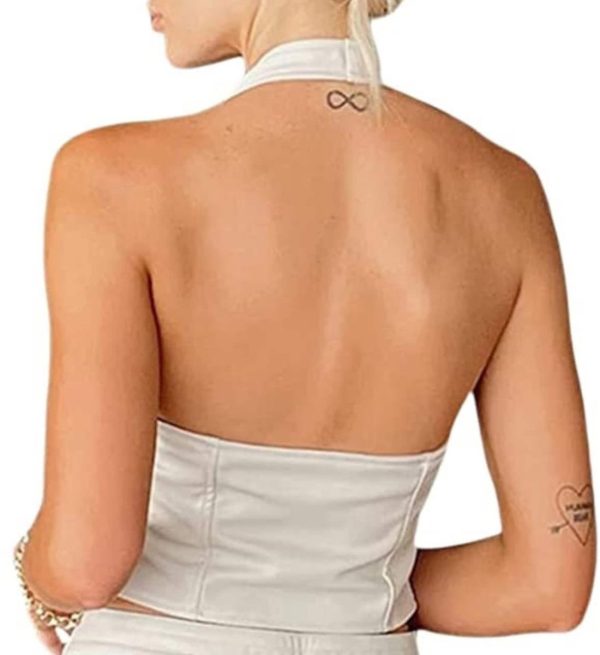 Exquisite Off-White Leather Vest for Ladies back
