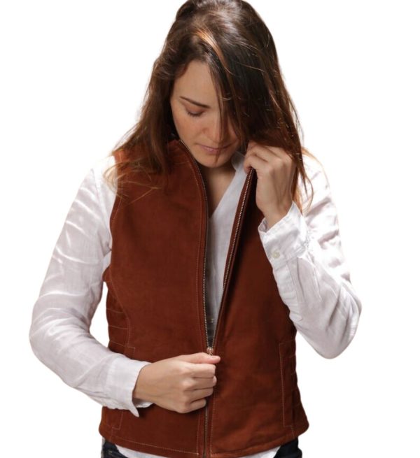 Brown riding leather vest