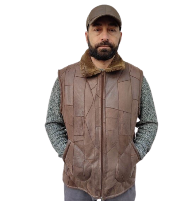Unisex light brown sheepskin vest