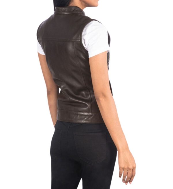 New Fashionable Moto Brown Leather Vest For Women's