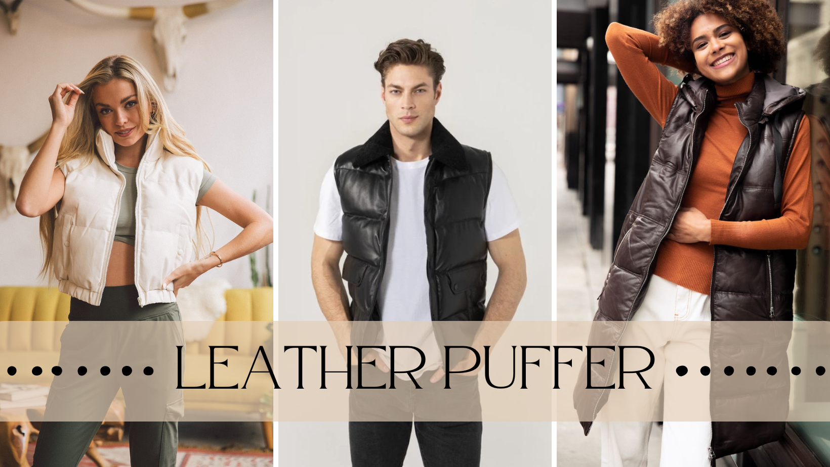 Leather Puffer Vest For Men and Women 