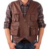 Men's Brown Distressed Leather Vest