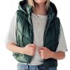 Faux Leather Hooded Puffer Vest