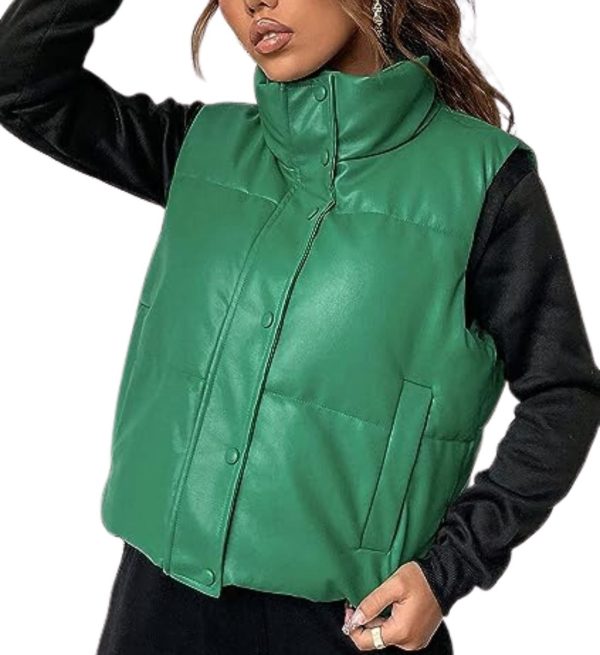 Chic Frost Faux Leather Puffer Vest