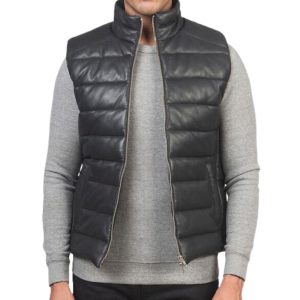 Leather Luster Puffer Vest