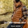 Leather puffer vest stylish
