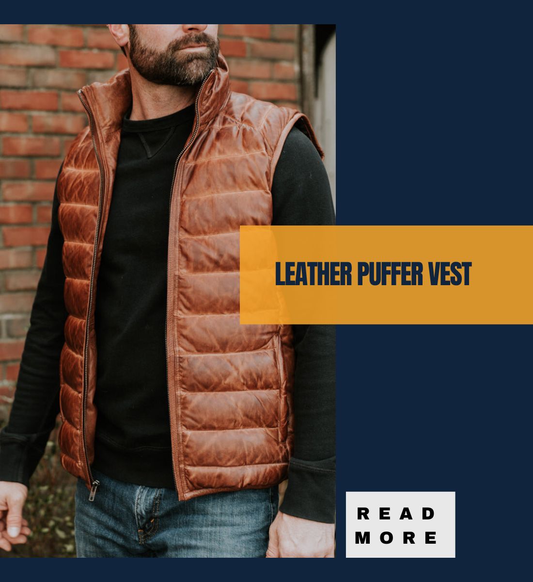 leather puffer vest /real leather