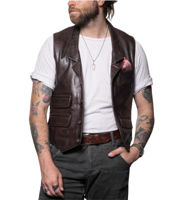 Black Leather Vest, Sleeveless Jacket For Men, Gifts