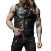 Men's Black Genuine Lambskin Leather Biker Vest,