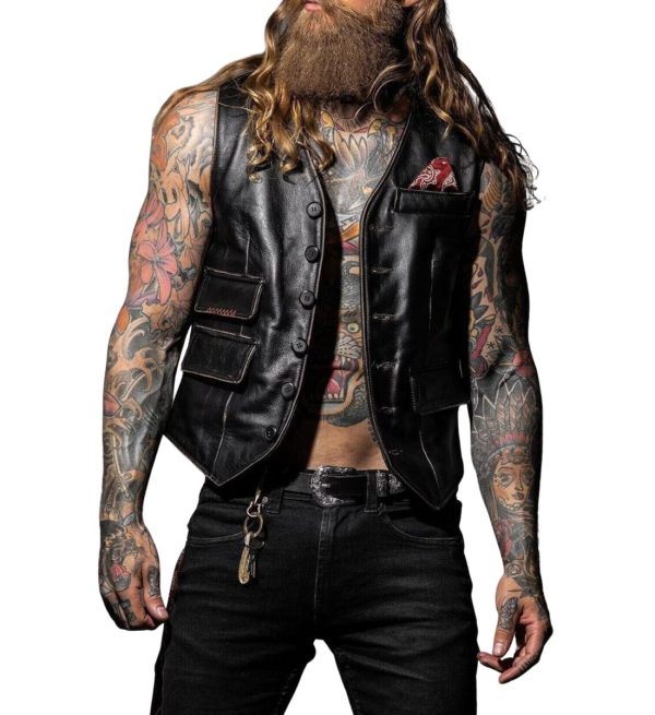 Men's Distressed Motorcycle Vest