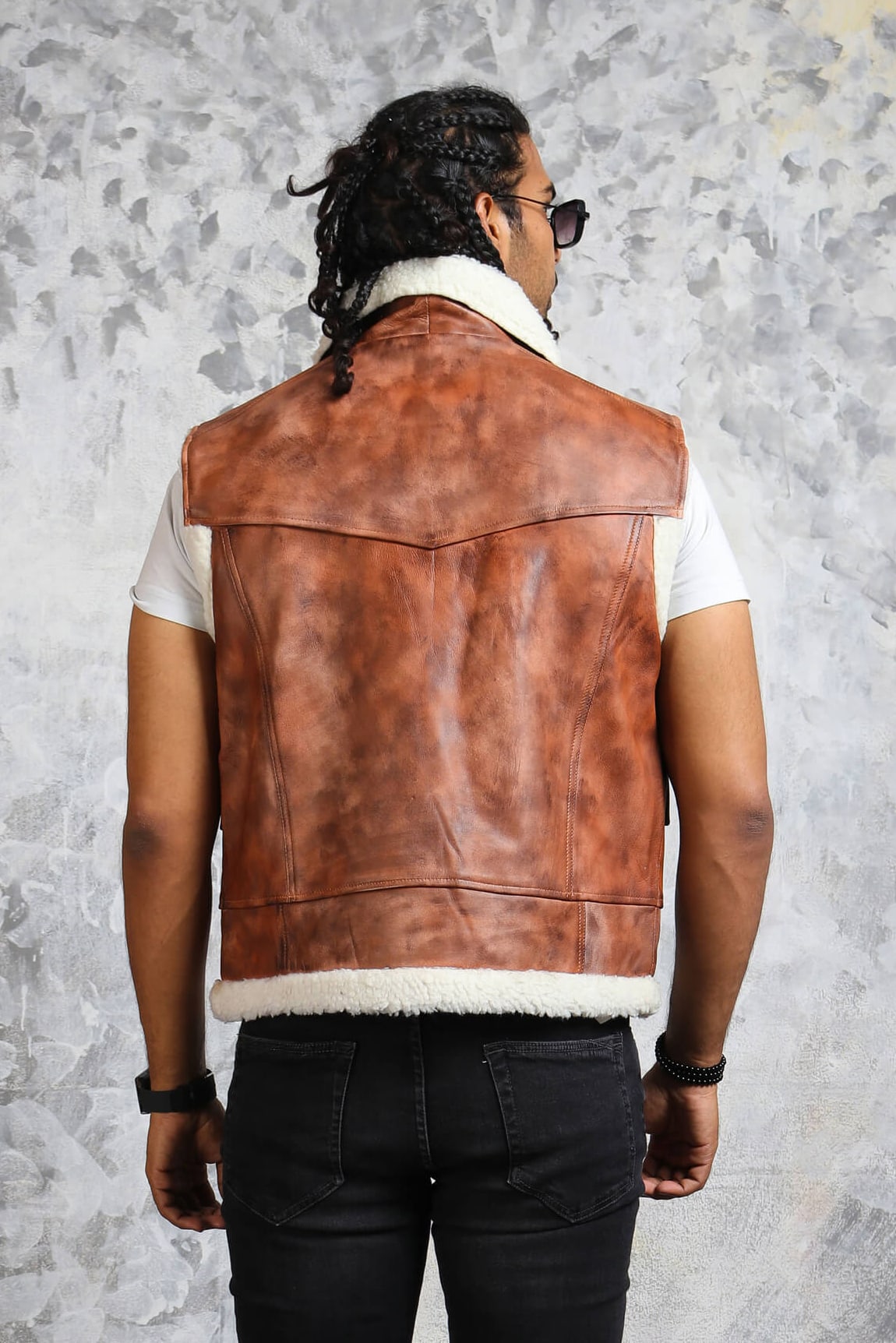 Men's Brown Leather Vests in Vintage Fashion