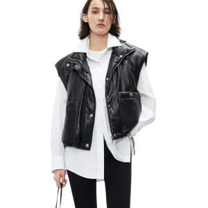 Contemporary Leather Puffer Vest